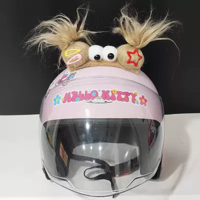 Quirky Sky-High Braid Helmet Accessories, Dəbilqə (Kaska) aksesuarları - fuwa-double-ponytail-brown-excluding-helmet