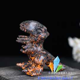 天然火焰石卡通动漫摆件原石雕刻公仔家居摆设孩子礼物厂家批发