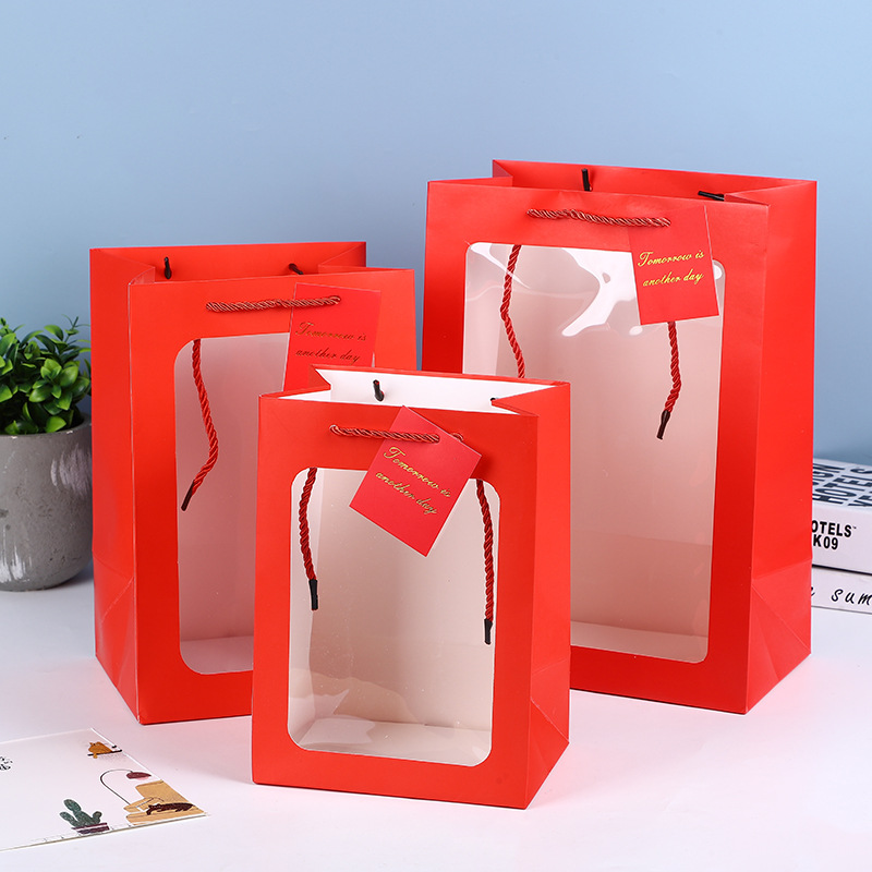 Nueva ventana bolsa de regalo de San Valentín ramo muñeca ventana bolso bolsa de embalaje general para exposición