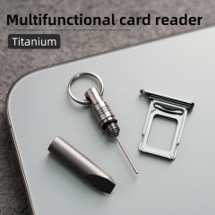 チタン合金カード取りピンキーホルダー携帯電話simカード抜き器収納汎用携帯多機能解体宅配便EDC