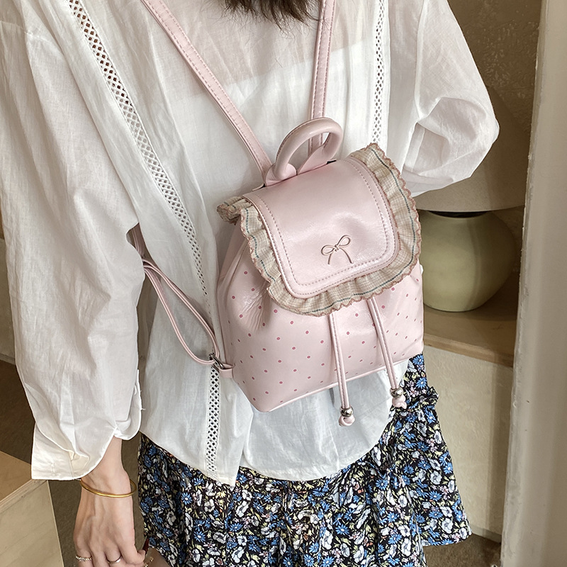 Mochila de encaje extranjero para hombres y mujeres, lindas mochilas de arco ondulado coreana, nuevas mochilas para niños