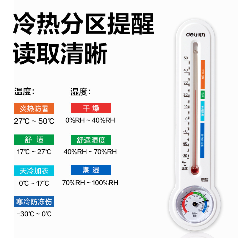 Delik LE559 medidor de temperatura y humedad medidor mecánico de temperatura y humedad de pared de oficina colgante doméstica medidor de temperatura y humedad