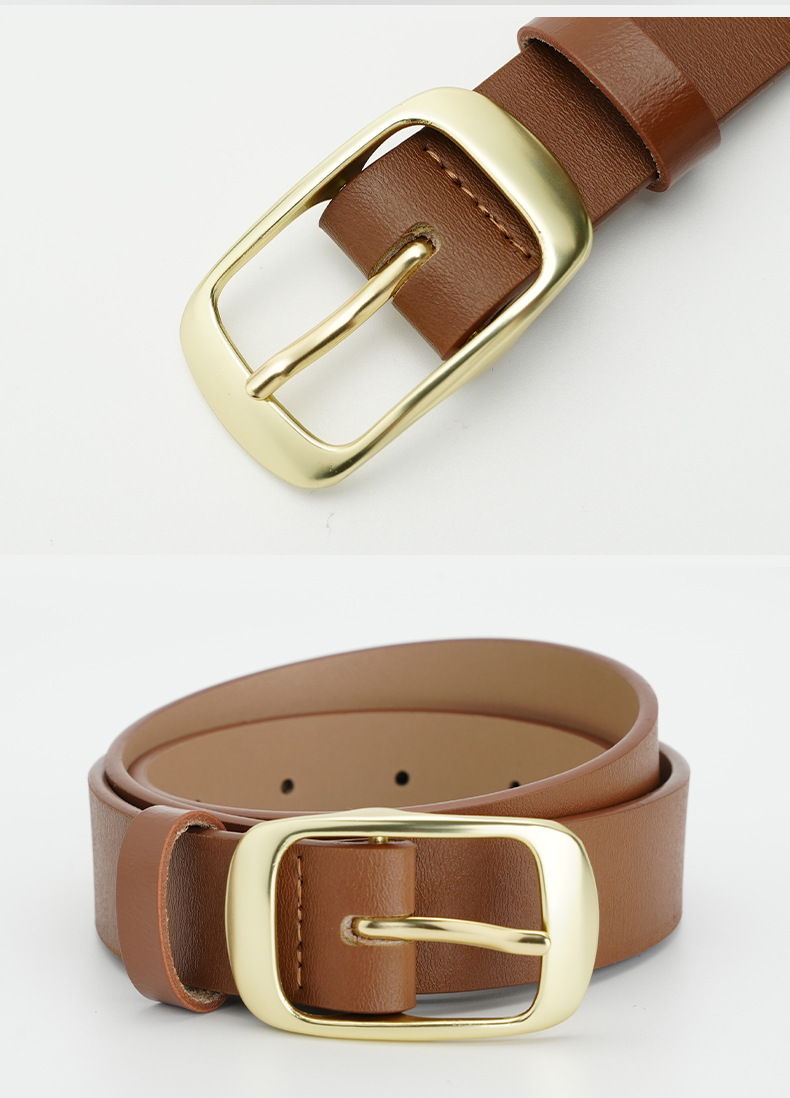 Curea din piele pentru femei, cu cataramă cu ac, nouă, vânzare fierbinte, 2024, fără strat intermediar, versatilă, curea cu cataramă japoneză, populară, din piele de vacă pură, pentru femei_voghion.com