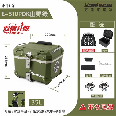 Motorcycle trunk | Maverick U2U3 electric vehicle - double-lock-u2-maverick-mountain-green-510p-lining-double-black-backrest