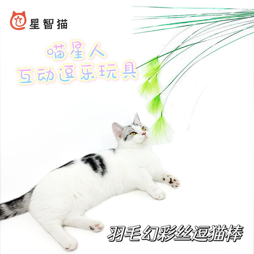 New Cat Toys Rainbow Ribbon for Entertaining Interactive Cat Toys with Colorful Feather Bells Cat Stick Direct Manufacturer Supply
