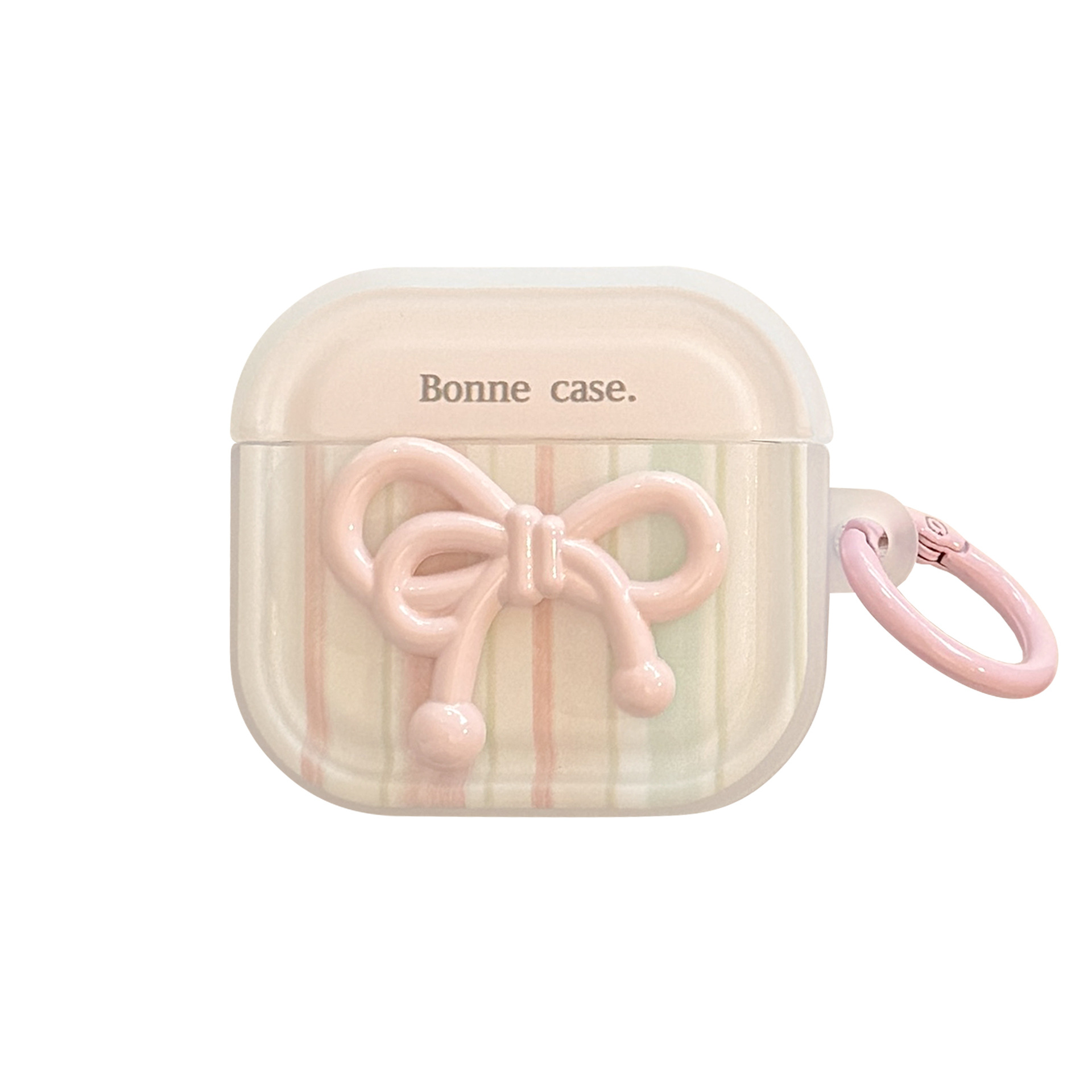 Arco de rayas dulces para Apple Airpods 4 generación cubierta de auriculares Bluetooth Pro2 colgante de polvo 1 transparente 3 generación