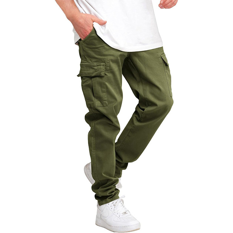 Men's Jogging Solid Color Casual Daily Outdoor Multi-Pocket Straight Cargo Pants