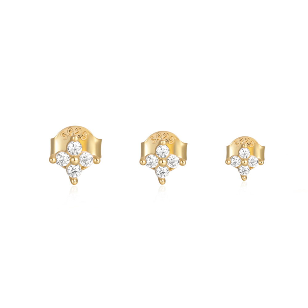 3g Weight Zircon Inlay Material Ear Studs Classification 3 Pieces Set Quantity Daily Occasion 925 Sterling Silver Material Geometric Pattern Women's Gender Plating, Inlay Design Simple Style Style 3 Pieces Set 925 Sterling Silver Zircon Geometric Ear Studs 42