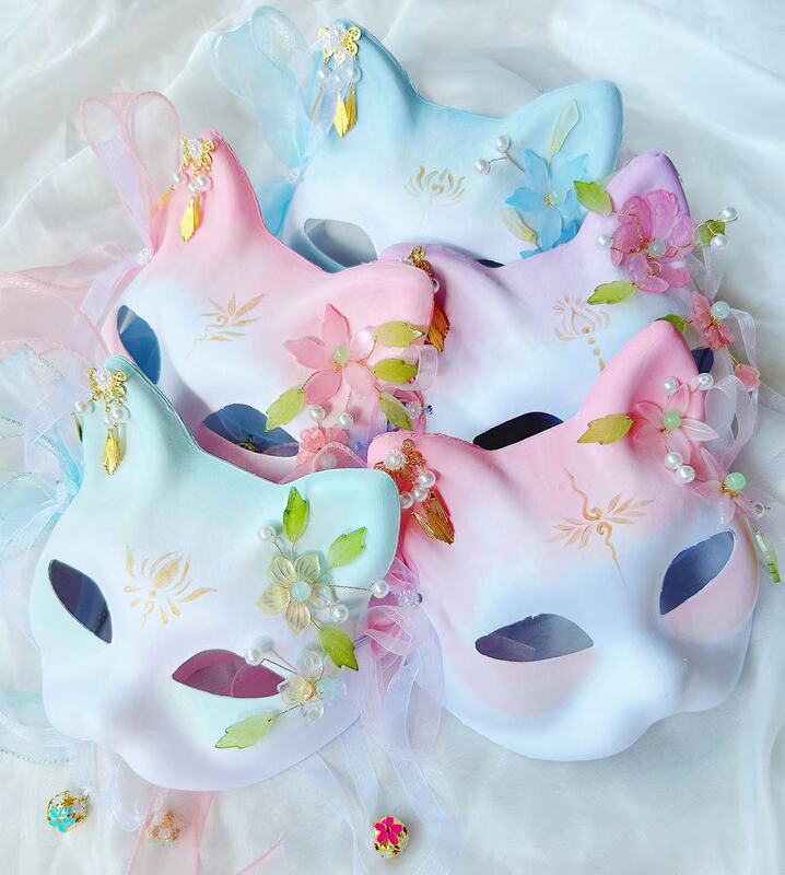 Original Hand-painted Antique Mask Night Market Stall Fox Mask Night Market Stall Hanfu Accessories Half-face Finished Products