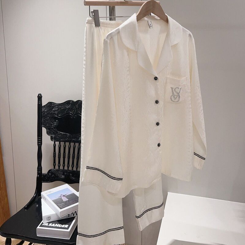 Men's and women's summer pajamas, ice silk pajamas, 26 jacquard rhinestone couple pajamas, light luxury and simple loungewear Men's and women's summer pajamas, ice silk pajamas, 26 jacquard rhinestone couple pajamas, light luxury and simple loungewear