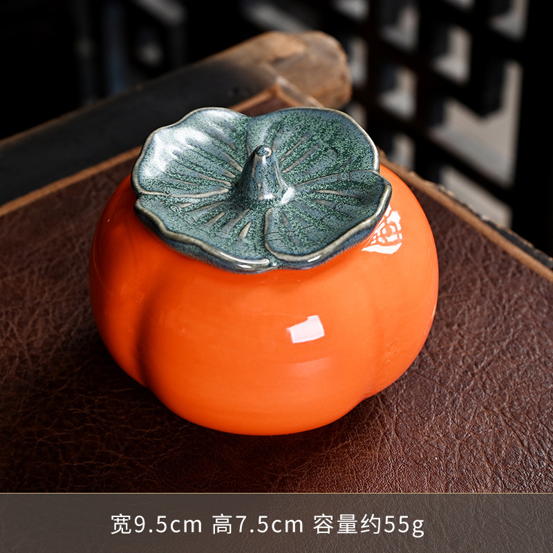 クリエイティブ柿茶葉缶柿柿如意喜糖缶陶磁器シミュレーション柿缶ビジネスイベントプレゼント卸売り|undefined