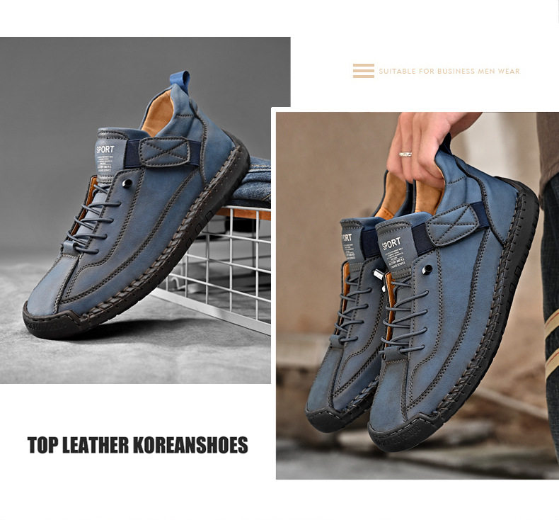 Bốt Martin cổ vừa unisex cỡ lớn, giày bốt da sợi nhỏ đế cao su, phong cách Hàn — 9888 Xanh quân đội, 9888 kaki, 9888 màu xanh lam, 9888 màu đen chi tiết 35