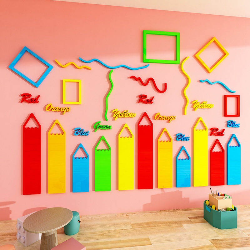 English Art Painting Classroom Layout Decoration Kindergarten Environmental Innovation Theme Cultural Wall Sticker Material Scene Finished Product