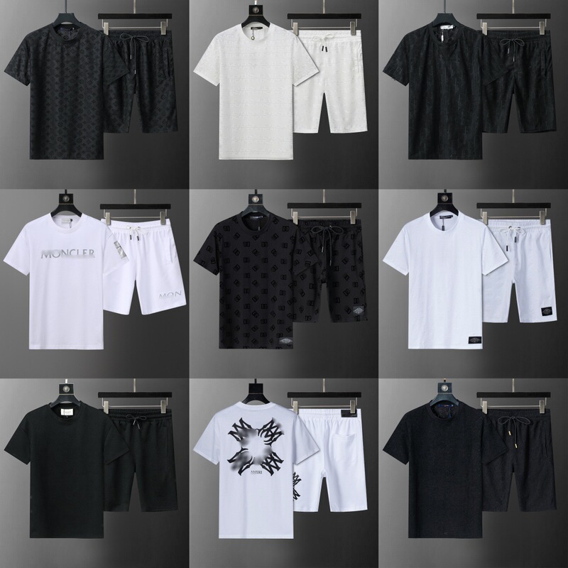 (Correct Version) 25 New B Brand and g Brand Short-Sleeve and Shorts Jacquard Fashion Casual Suits for Men and Women, Export Trade