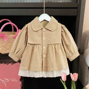 Girls' Autumn Windbreaker Jacket 2024 New Korean Version Mid-Length Style for Young Children and Babies Fashionable Autumn Style