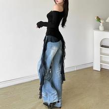 【20件包邮】泰国东南亚潮流辣妹背心纯欲风色修身斜领长袖上衣女