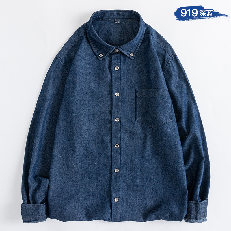 Camisa de manga larga de mezclilla de algodón camisa juvenil de moda masculina camisa juvenil abrigo de estudiante camisa juvenil moda masculina