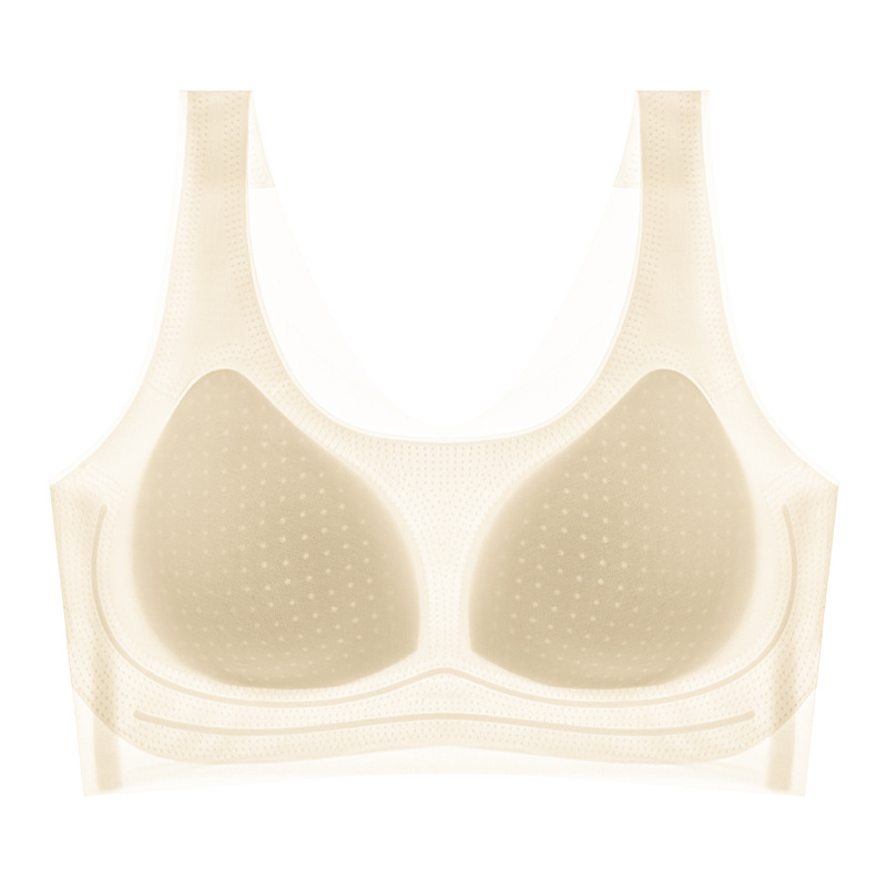 Ropa interior sin costuras, espalda de belleza femenina, pecho pequeño, chaleco deportivo anti-caída, copa fija integrada, sujetador sin anillo de acero