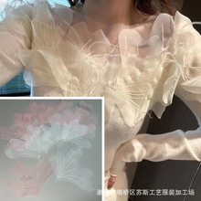 苏斯手工花小红书爆款服饰一字肩玻璃纱欧根纱电脑绣花瓣毛衣领花