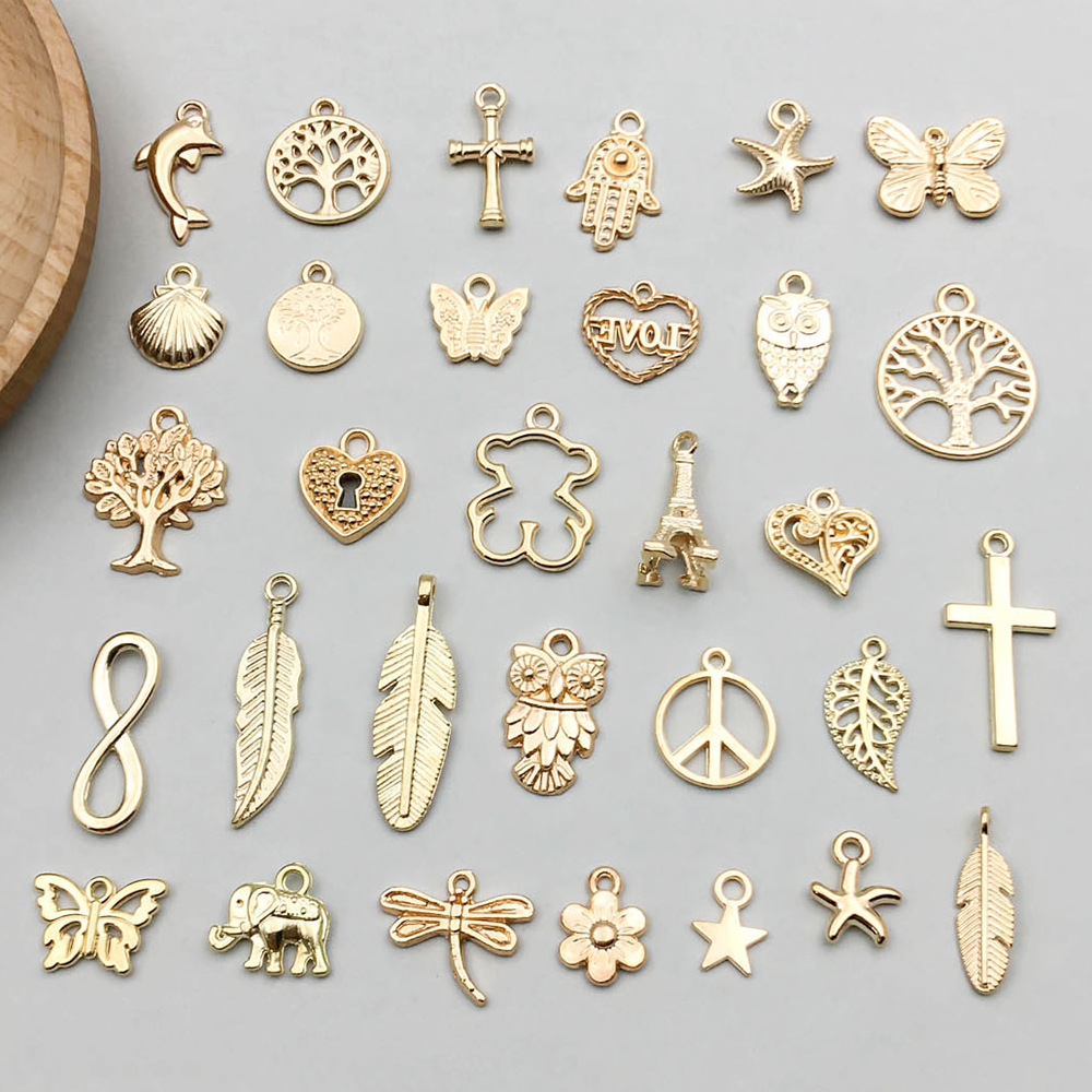 1 new kc gold alloy simulation animal owl butterfly pendant pendant diy bracelet necklace accessories