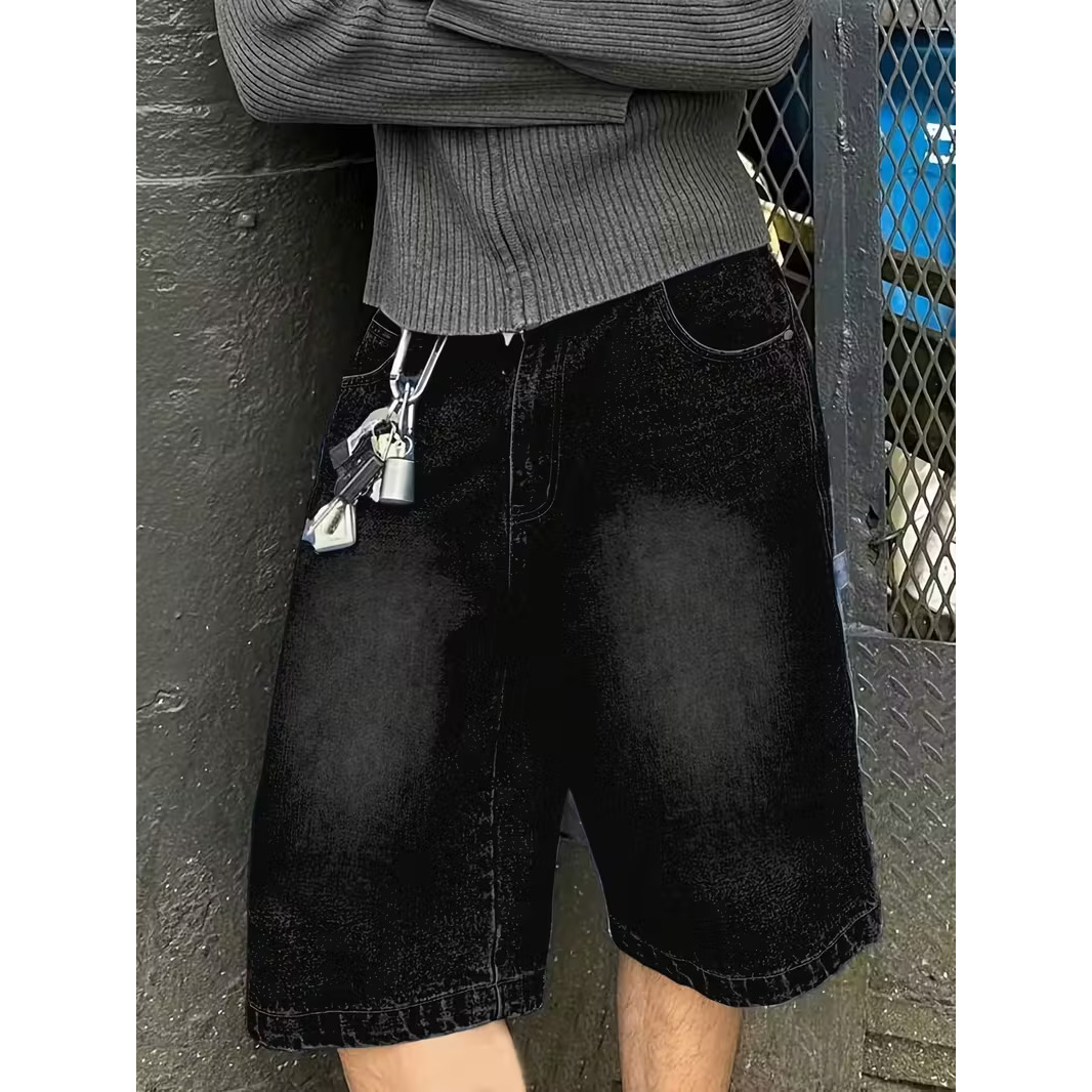 Short en jean stretch pour homme, entrejambe de 12,5 cm, coupe décontractée, short d'été avec poches fonctionnelles_voghion.com