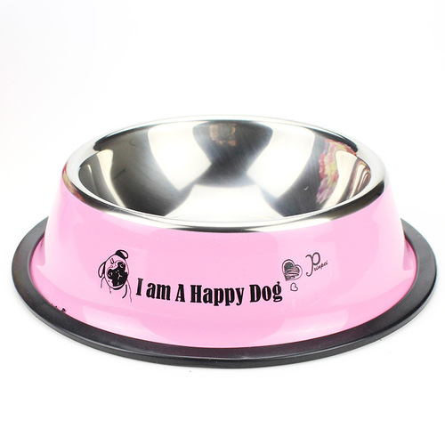 Wholesale non-slip stainless steel pet bowl dog food bowl paint printed cat bowl extra large dog bowl supplies