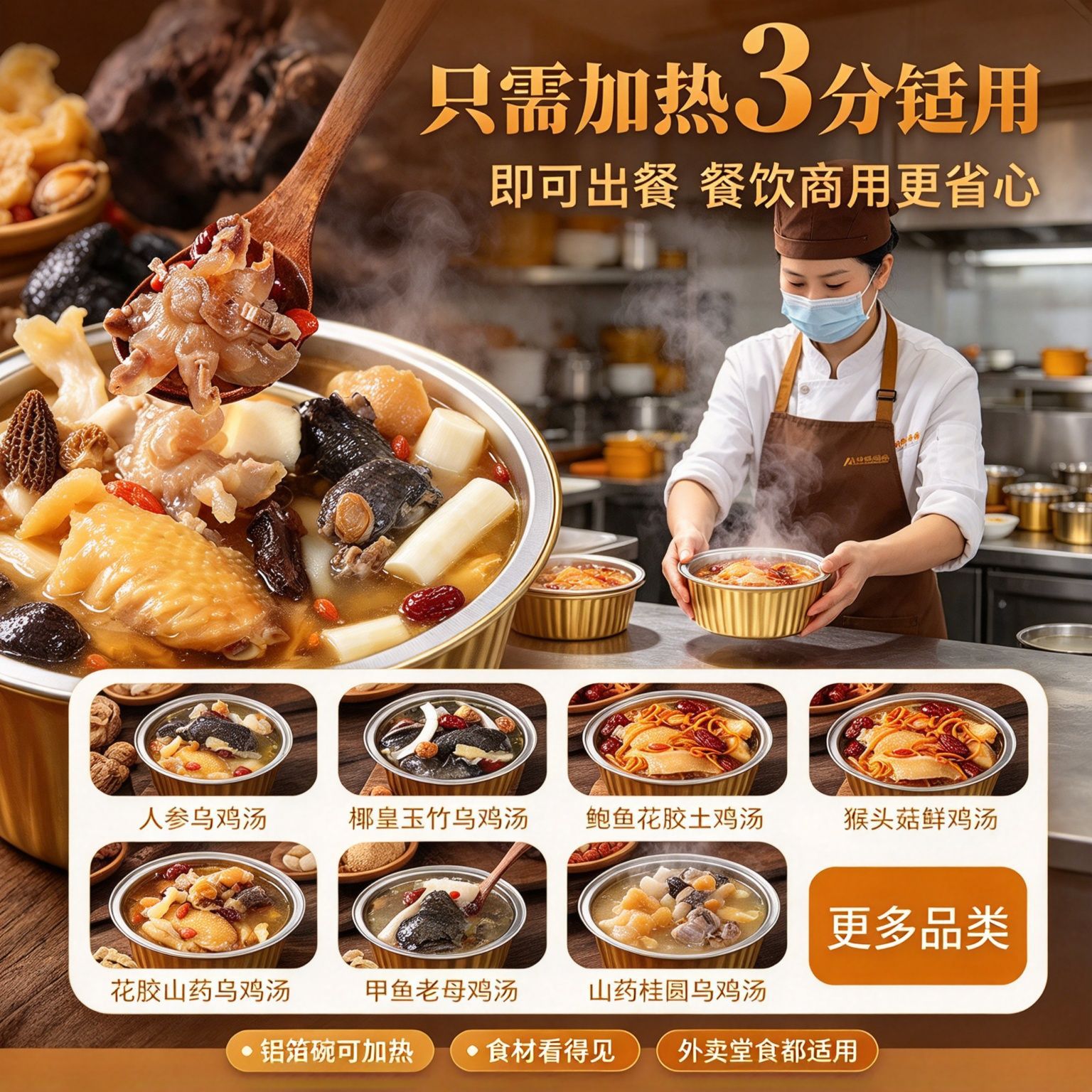 餐饮堂食外卖半成品汤工厂批发可贴牌商用加热即出餐广式预制炖汤