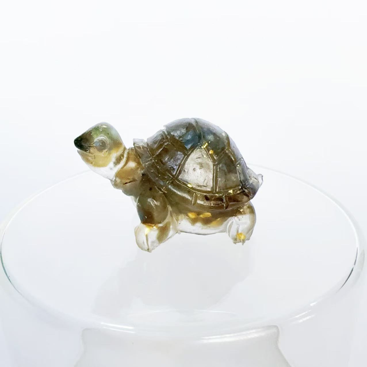 小さなカメの幸運の樹脂の小さな装飾品クリスタル砂利富カメ工芸品かわいいペアお土産ギフトディスプレイ