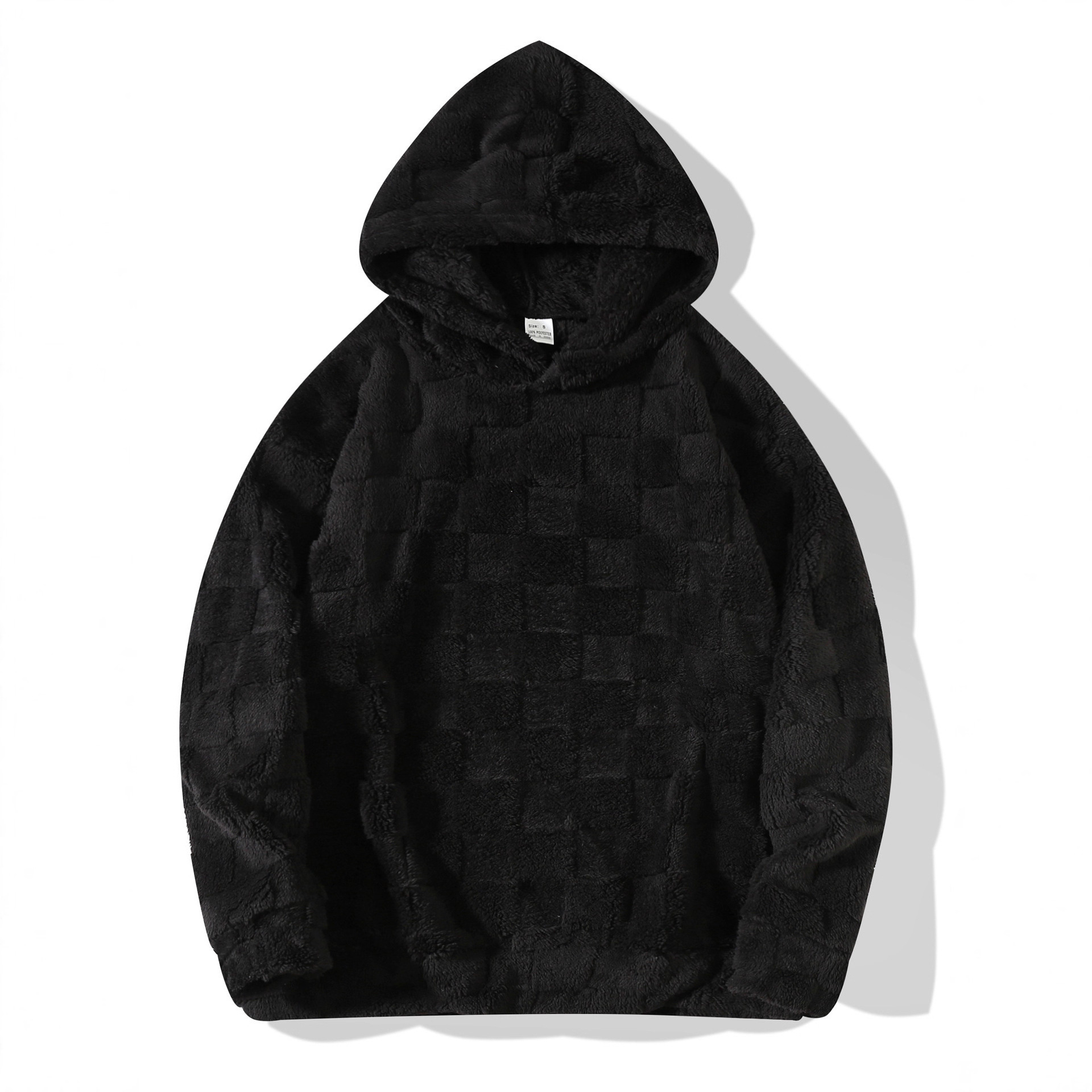 2024新款亚马逊速卖通爆款冬季连帽宽松大码卫衣羊羔毛套头外套