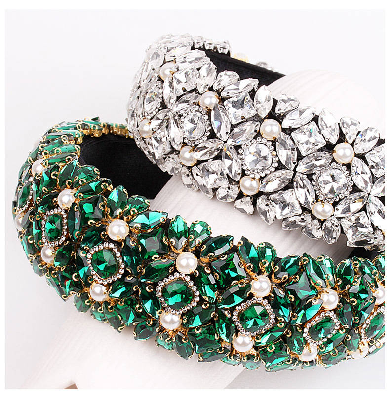 Flannel Material Flower Pattern Women's Gender Inlay Design Retro Style Retro Lady Flower Flannel Inlay Rhinestones Hair Band