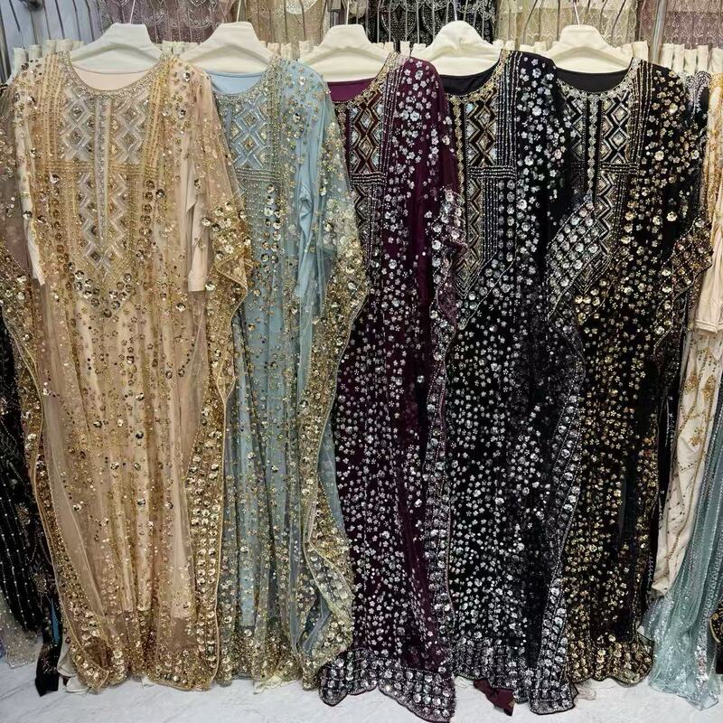 High-end foreign trade dress for women, 2026 new model, heavy-duty rhinestone and sequin mesh long dress, elegant loose-fitting formal dress High-end foreign trade dress for women, 2026 new model, heavy-duty rhinestone and sequin mesh long dress, elegant loose-fitting formal dress