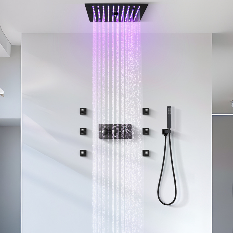 Ceiling concealed hot and cold shower shower suit embedded 300*300mmLED top spray with rain spray