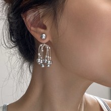 日韩小众925银针清冷超仙流苏珍珠耳环原创设计感温柔优雅女