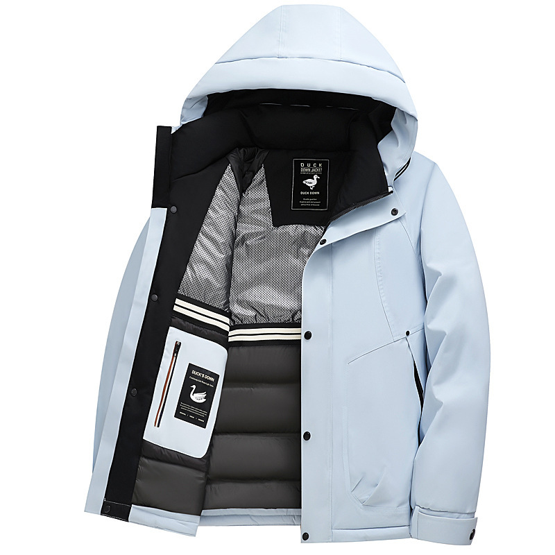 2026 Outdoor Fashion Down Jacket Men's Winter Thickened Warm Hooded Workwear Cold-Proof Outdoor Windbreaker Coat
