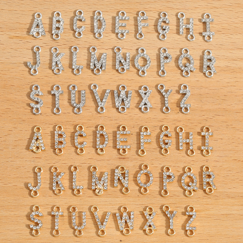 Alloy Jewelry Accessories Double Pendant with Diamonds A-Z 26 English Letter Pendants DIY Bracelet Necklace Pendant S133 Alloy Jewelry Accessories Double Pendant with Diamonds A-Z 26 English Letter Pendants DIY Bracelet Necklace Pendant S133