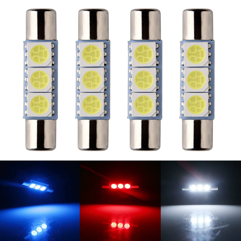 Светодиодная лампа B6LED ST6-5050-3SMD с плоским корпусом и двойным кончиком, 29 мм, для зеркала, солнцезащитного козырька, освещения карты и чтения