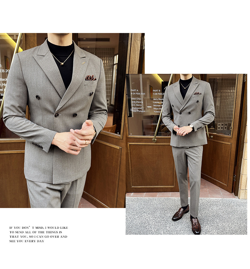 Completo uomo slim fit con blazer e pantalone a righe elegante_voghion.com
