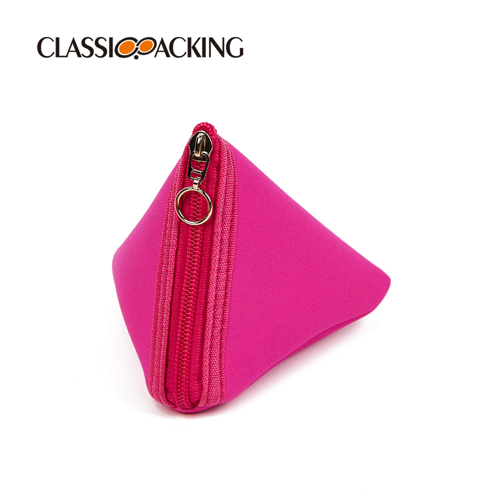 Bolsa de triángulo de color macaron personalizada bolsa de lápiz labial multifuncional bolsa de almacenamiento de joyería de moda bolsa de uñas logotipo imprimible