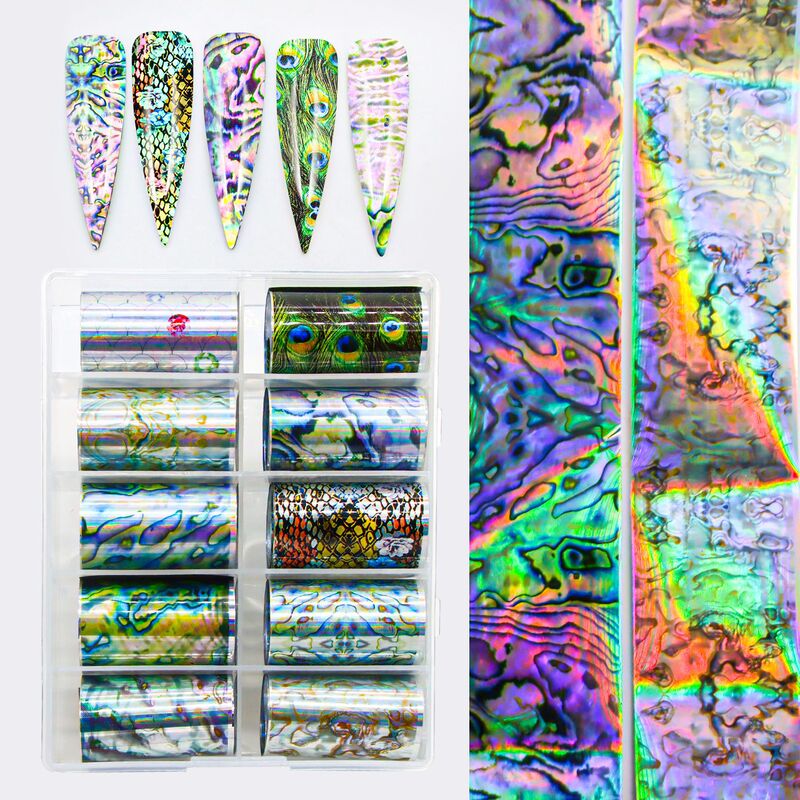 Nail Art Transfer Paper with Iridescent Aurora Shell Texture, Dreamy Colorful Mother-Of-Pearl Art, New Nail Art Decorations Nail Art Transfer Paper with Iridescent Aurora Shell Texture, Dreamy Colorful Mother-Of-Pearl Art, New Nail Art Decorations
