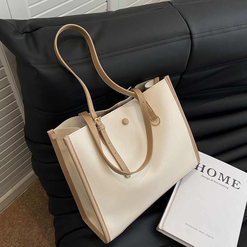 High End Fashion New Large Capacity Designer With Textured PU Material Single Shoulder Double Tote Commuter Bag For_voghion.com