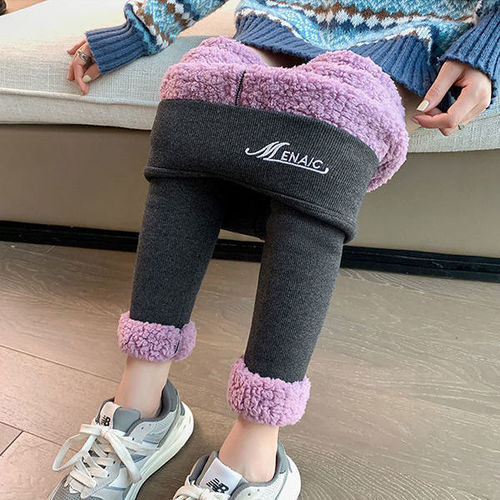 Winter thick cloud velvet leggings for women, new high-waist embroidered thread cotton pants and thick velvet thermal pants
