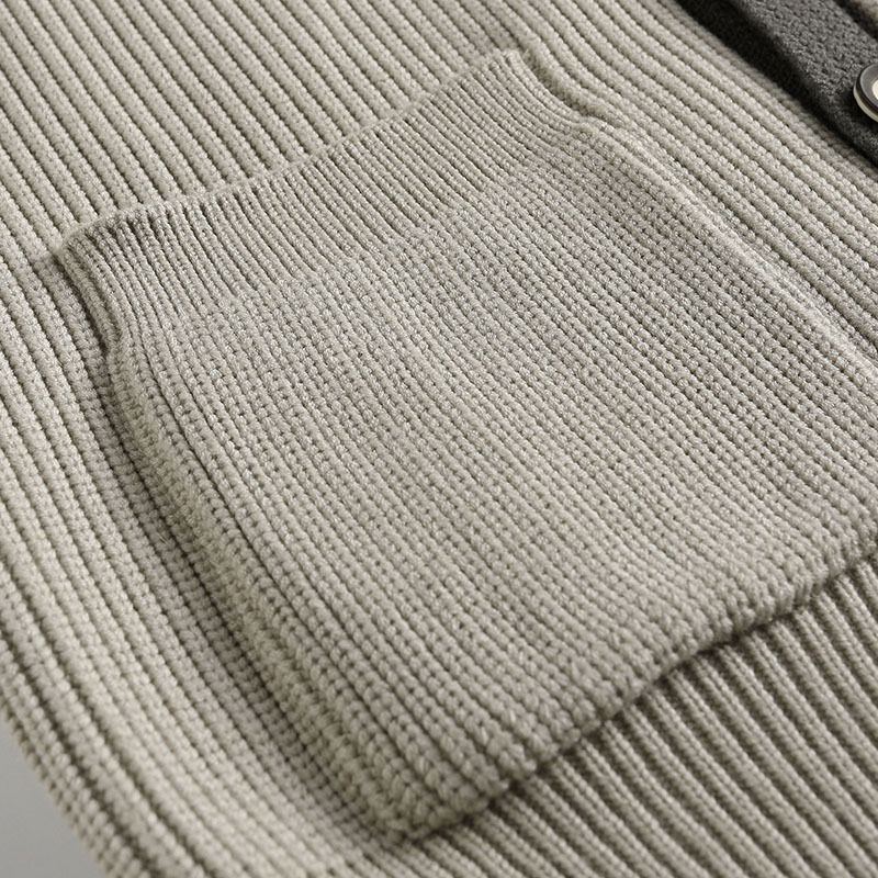 Color contrastante camiseta de punto hombre otoño invierno cardigan suelto marca de moda de hombre alta sensación casual abrigo con solapa suéter