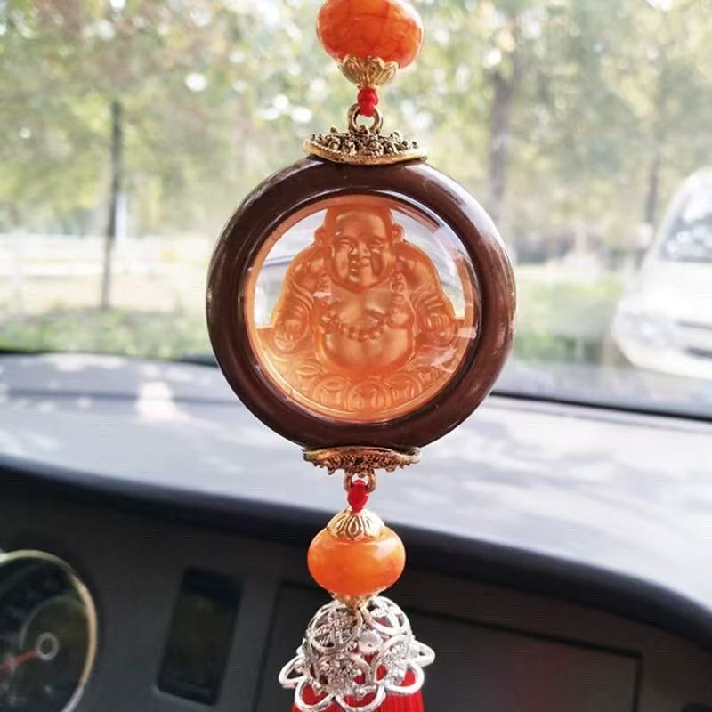 Car Hanging Ornament Double-Sided Guanyin and Maitreya Buddha Interior Decoration Accessory for Car Rearview Mirror New Model for Good Luck
