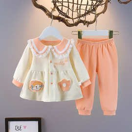WW女童装秋装两件套装婴儿童小孩洋气衣服女宝宝秋01-2岁套装开衫