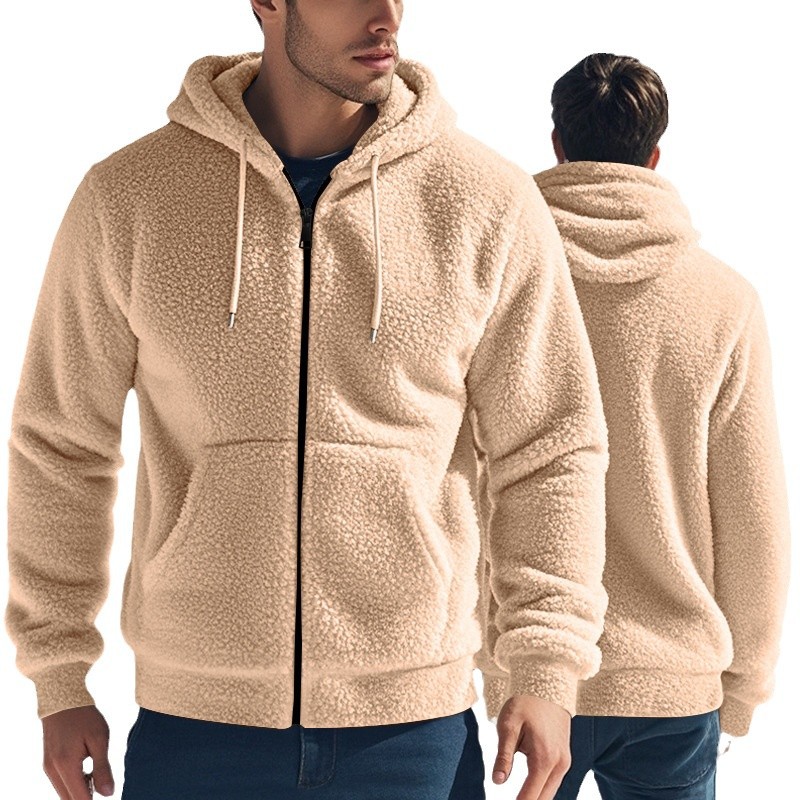 Dicker, warmer, doppelseitiger Samt-Reißverschluss-Cardigan mit Kapuze im amerikanischen Stil, Freizeitjacke für Herren, europäische Größe_voghion.com