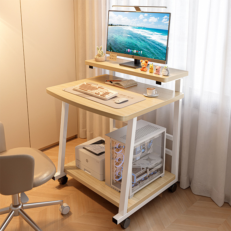 Escritorio de computadora pequeño de madera maciza, escritorio de escritorio, escritorio de estudio móvil para el hogar, dormitorio de apartamento pequeño, mesa de cama, banco de trabajo