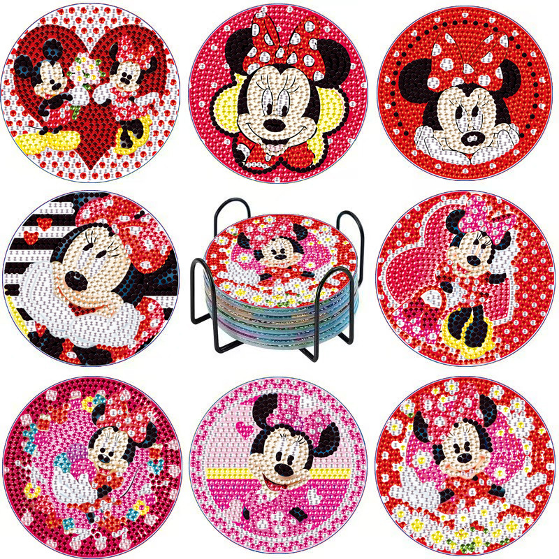 Aliexpress Cartoondiy Diamante Pinting Punts Perforador de tazas acrílicas caseras con portavasas Mickey Minnie Stitch