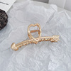 Metal big hairgrip, hair accessory, crab pin, shark from pearl, South Korea, light luxury style