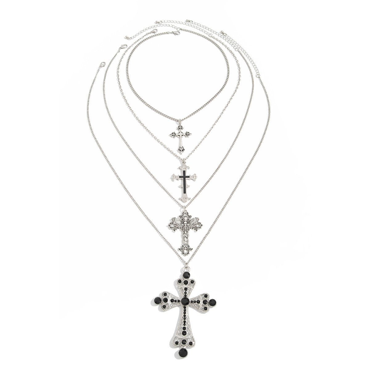 54g Weight Iron Pendant Material Layered Necklaces Classification Iron Chain Material 1 Piece Quantity Weekend Occasion Iron, Zinc alloy Material Cross Pattern Women's Gender Simple Style, Classic Style Style Dark Punk Cross Pendant Necklace Set For Women Exaggerated Stacking Cool Sweet Clavicle Chain Jewelry Geometric Pattern Alloy Zinc 6