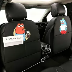 Car anti-kick mat, children's seat back anti-kick pad, SpongeBob Bikini Bottom red fish rear seat anti-dirt pad, cartoon anti-kick